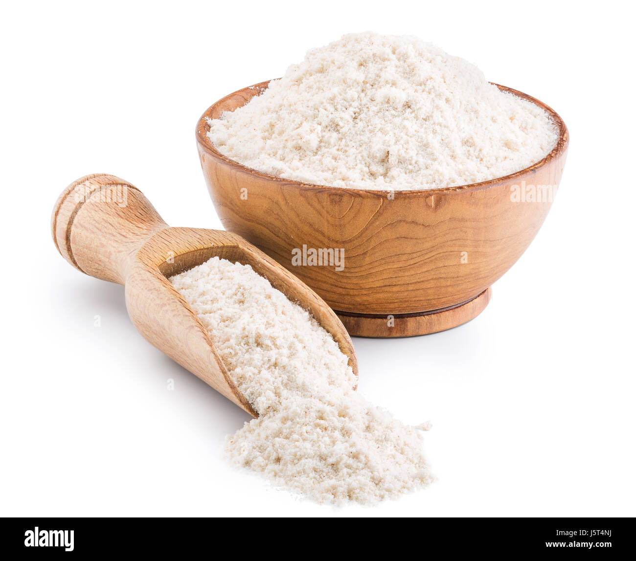 Harina del trigo entera del grano aislado en blanco Foto de stock