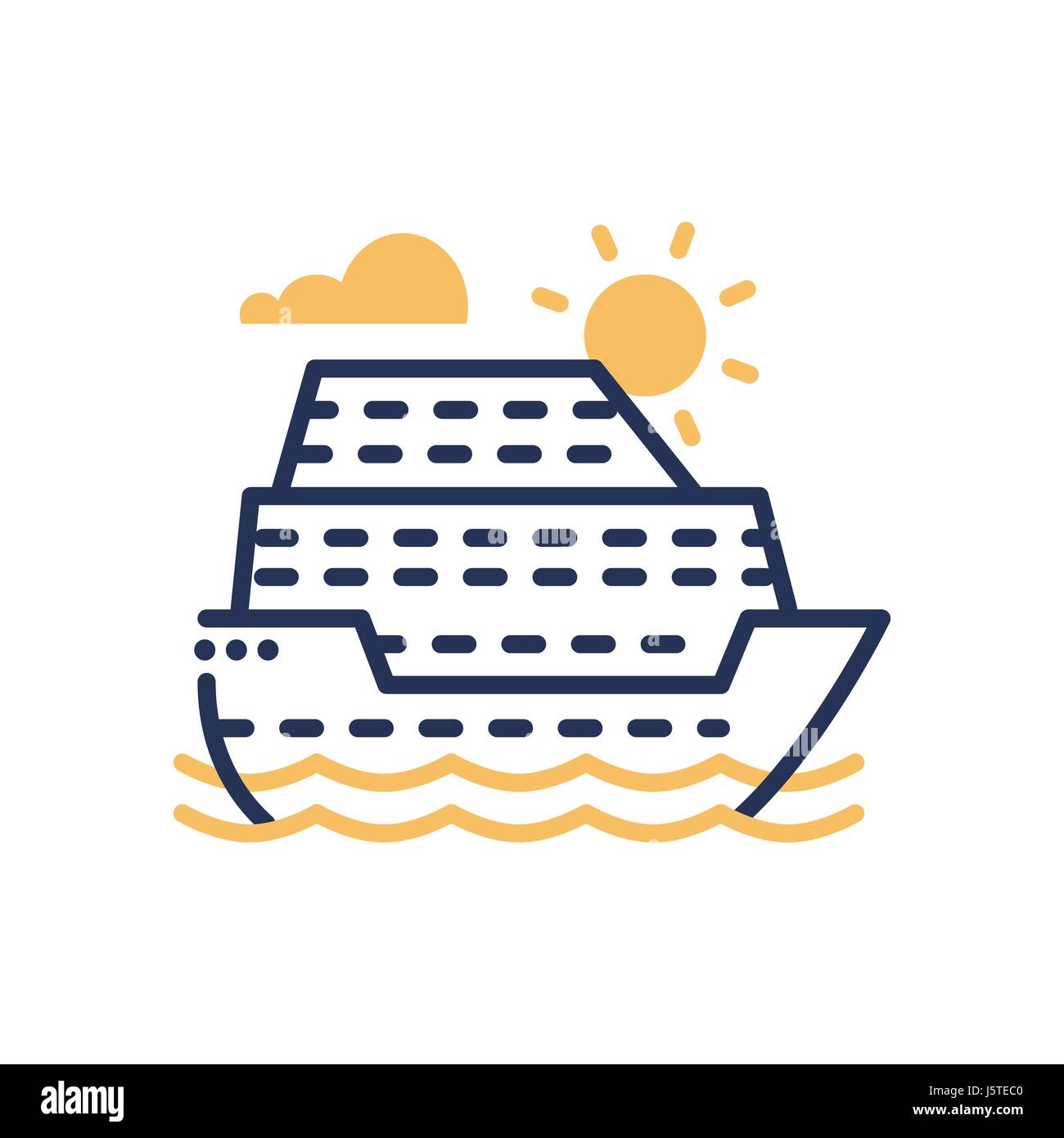 Barco de pasajeros - modern vector icono de línea única Ilustración del Vector