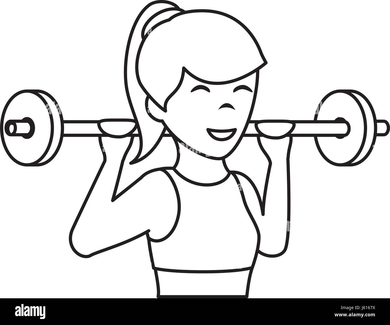 Athletic mujer levantando pesas Imagen Vector de stock - Alamy