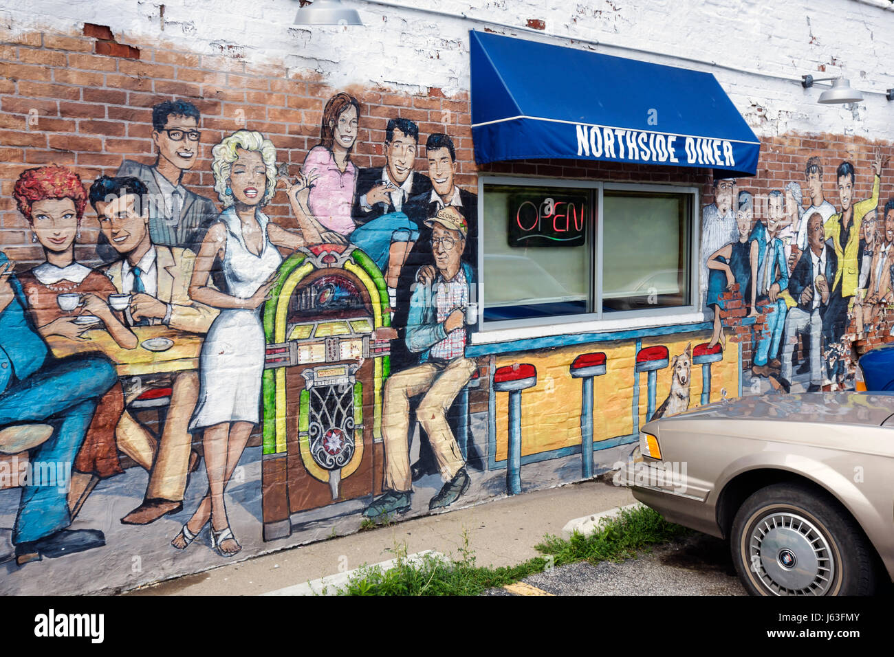 Indiana Chesterton, Calumet Road, Northside Diner, mural de pared, celebridades, restaurantes, restaurantes, restaurantes, restaurantes, cafeterías, exterior, frente, entrada, A Foto de stock