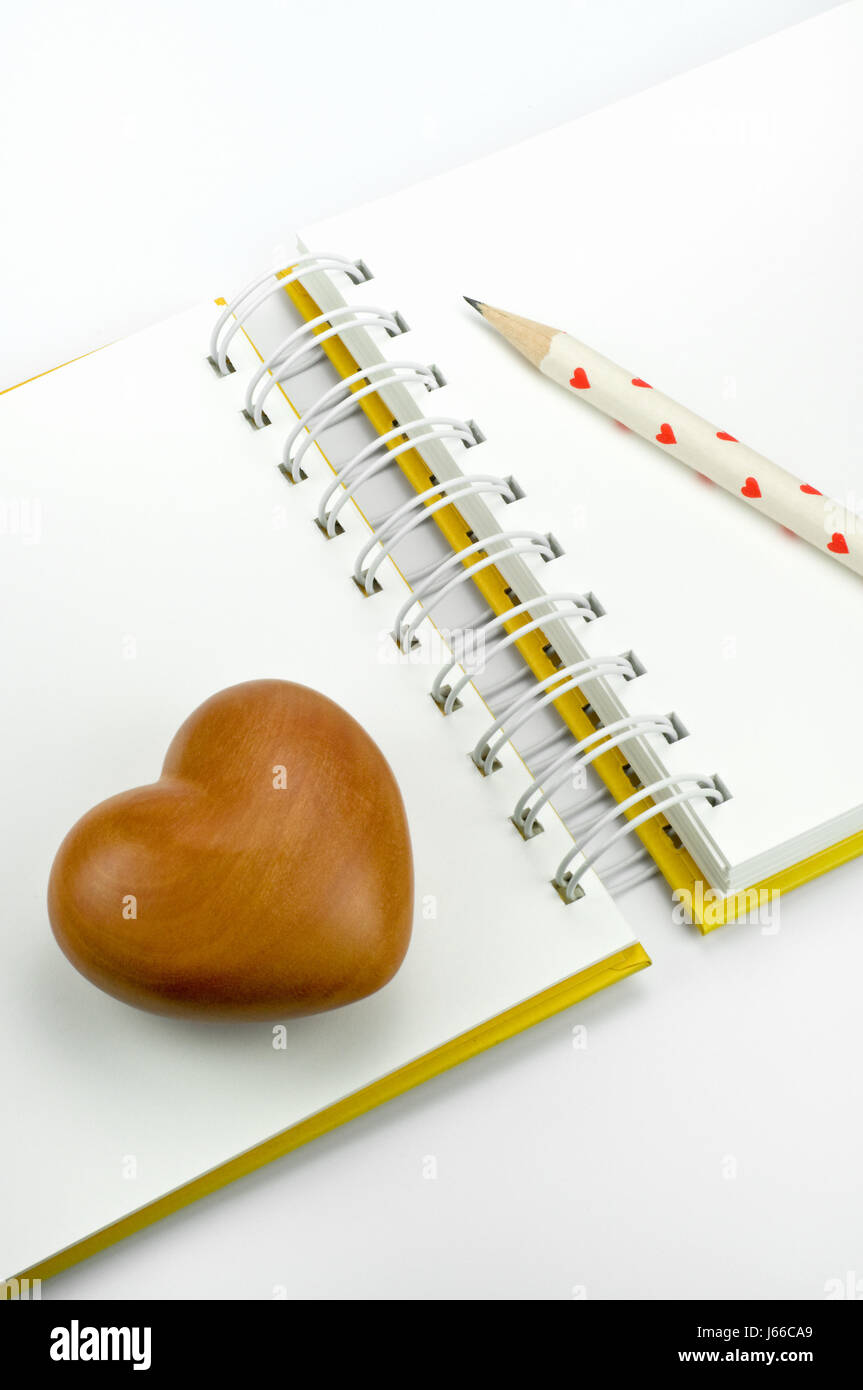 Afecto lápices declaración de amor del corazón corazón diario Foto de stock