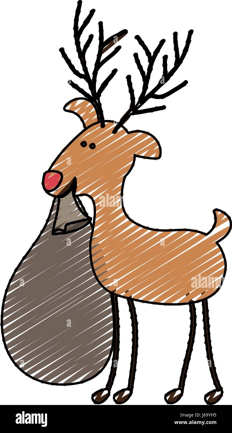 Salida Retocar Tesauro Lápiz de color divertida caricatura de banda reno con bolsa de regalo de  navidad Imagen Vector de stock - Alamy