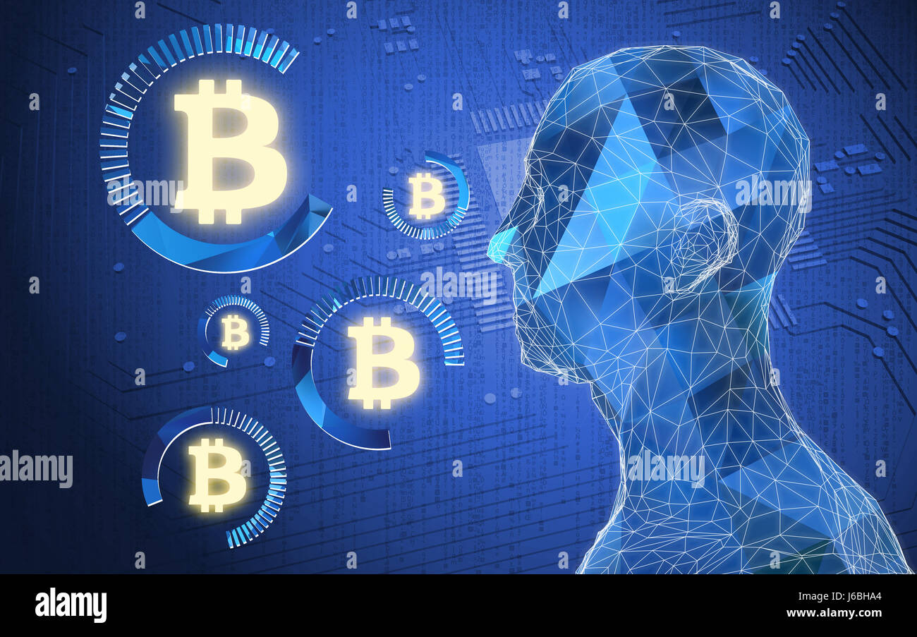 Fintech tecnología financiera concepto imagen. Monedas digitales , cryptocurrency , digital dinero bitcoin y concepto. Trama de derechos , el circuito el jabalí Foto de stock