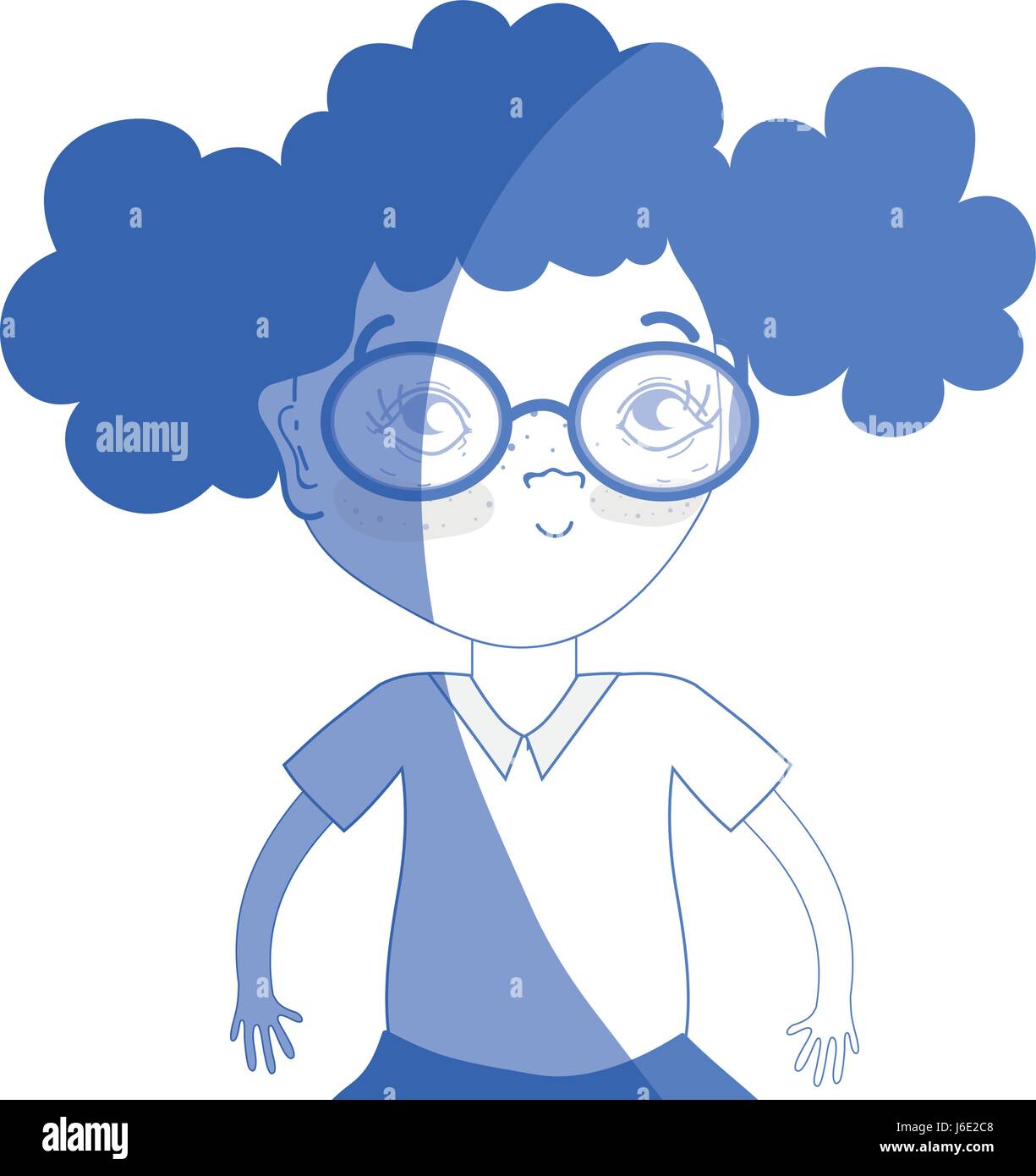 Silueta chica guapa con gafas y ropa casual Imagen Vector de stock - Alamy