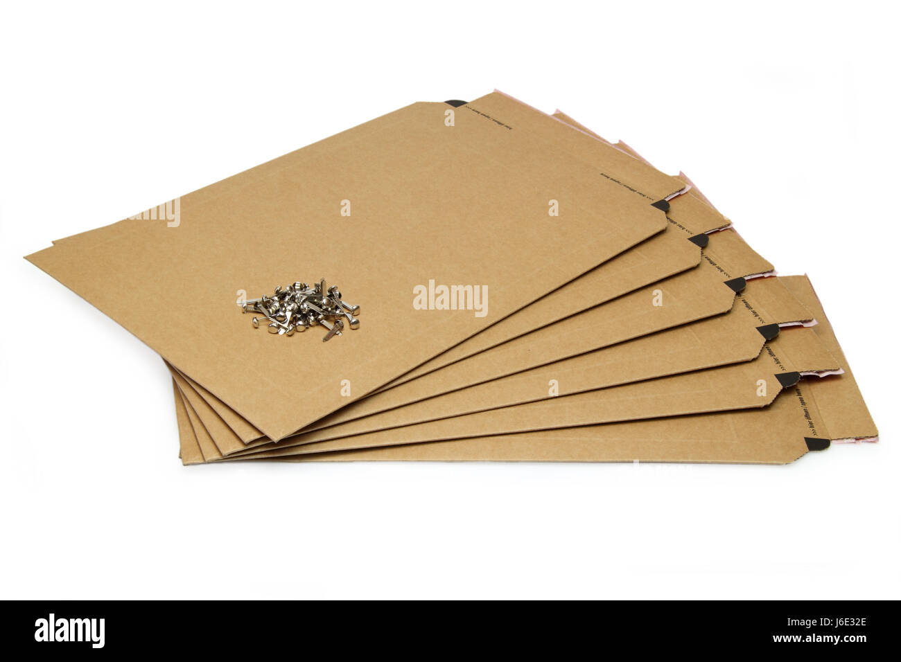 Material de embalaje sobres sobres de correo con reborde metálico lanza la mochila estable Foto de stock