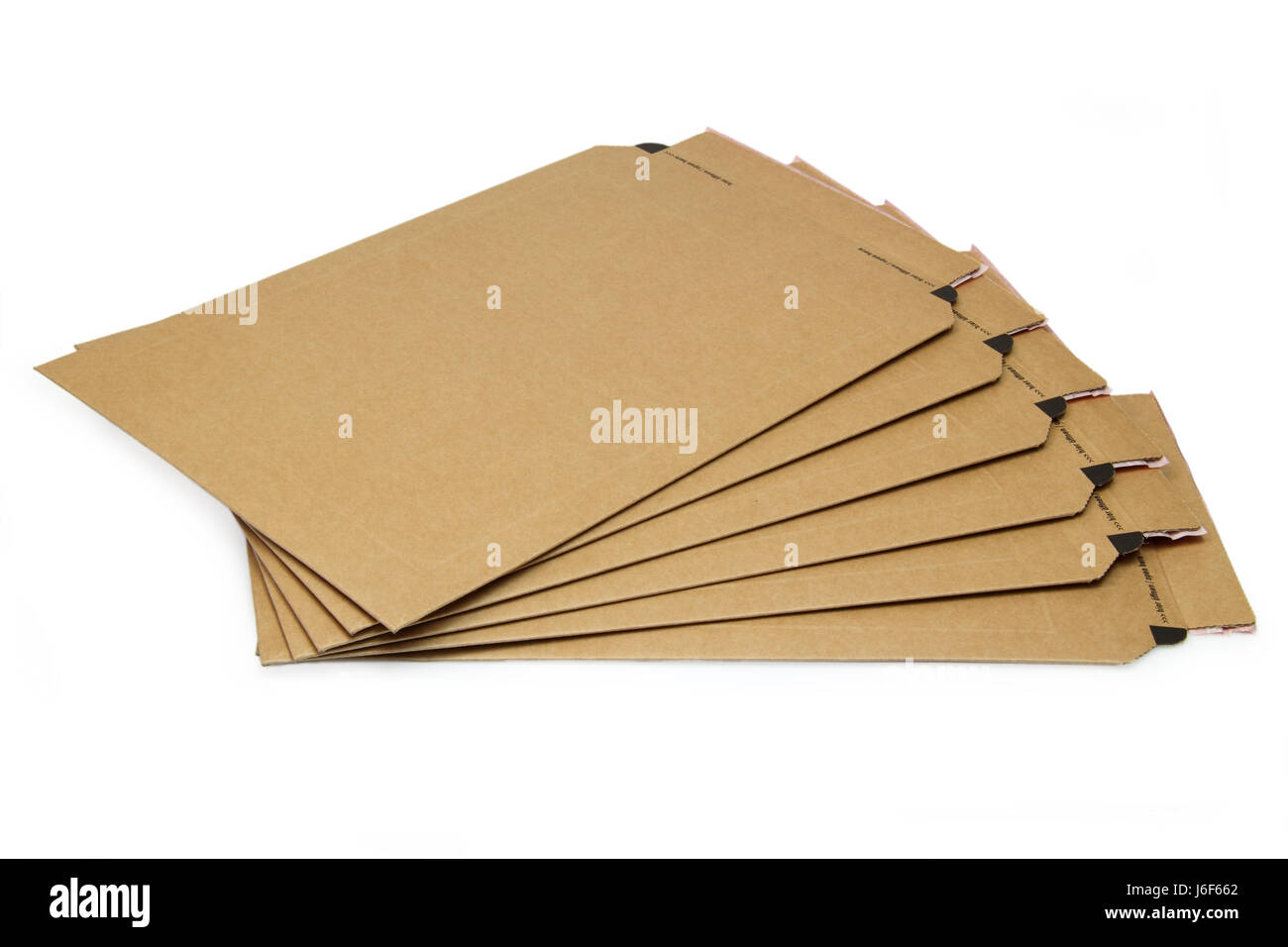 Material de embalaje de cartón sobres de correo con reborde lingual pack estable Foto de stock