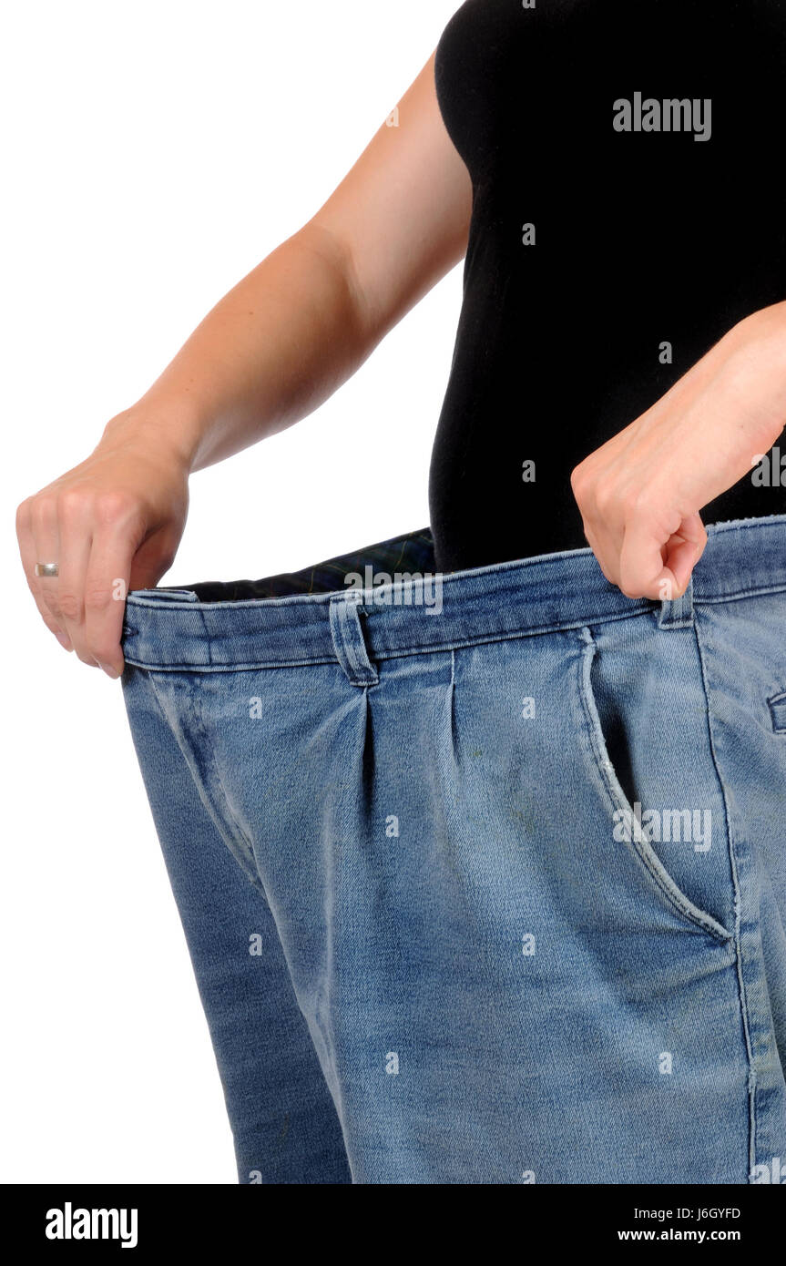 pantalones vaqueros pantalones jean mantenga barriga barriga adelgazar perder peso Fotografía stock - Alamy
