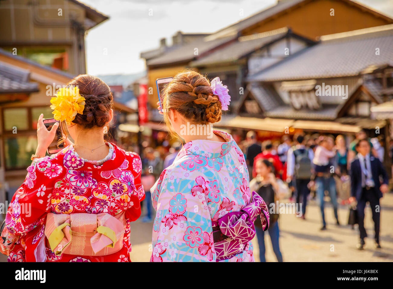 Las mujeres kimono en Kioto Foto de stock