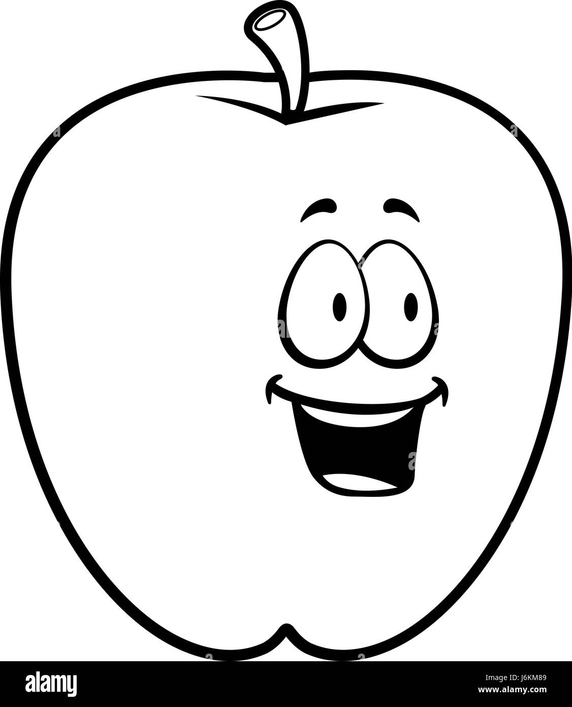 Manzana roja de dibujos animados Imágenes de stock en blanco y negro - Alamy