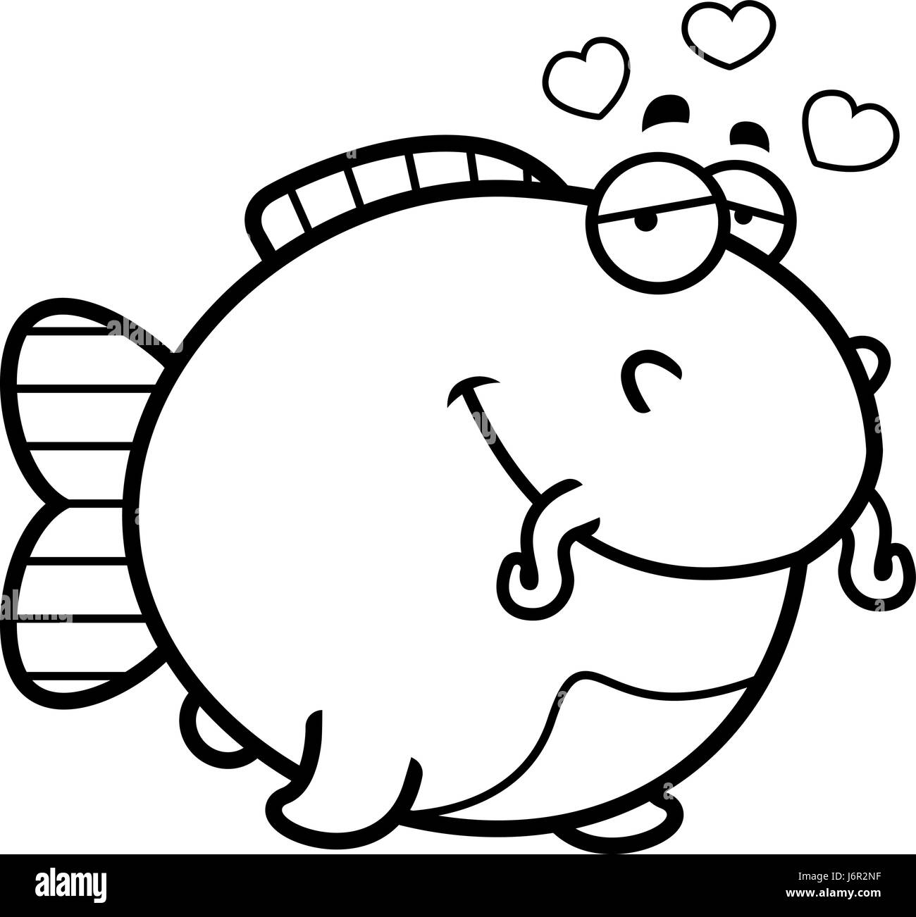 Una caricatura de la ilustración de un bagre con una expresión de amor