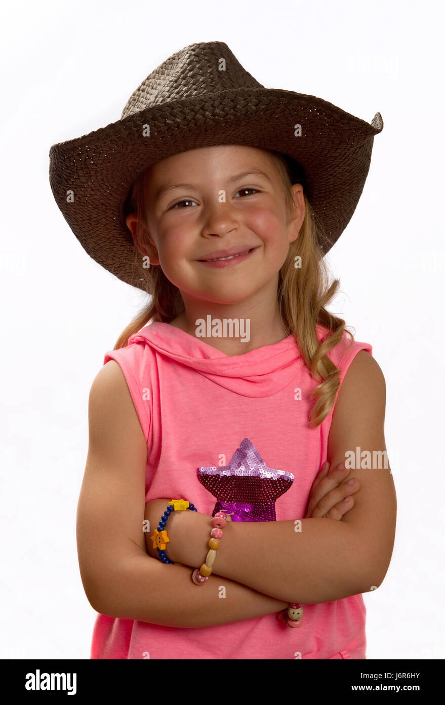 Sombrero de moda pequeñas y poco cowboy niño niña niñas reír se ríe de paja  Fotografía de stock - Alamy