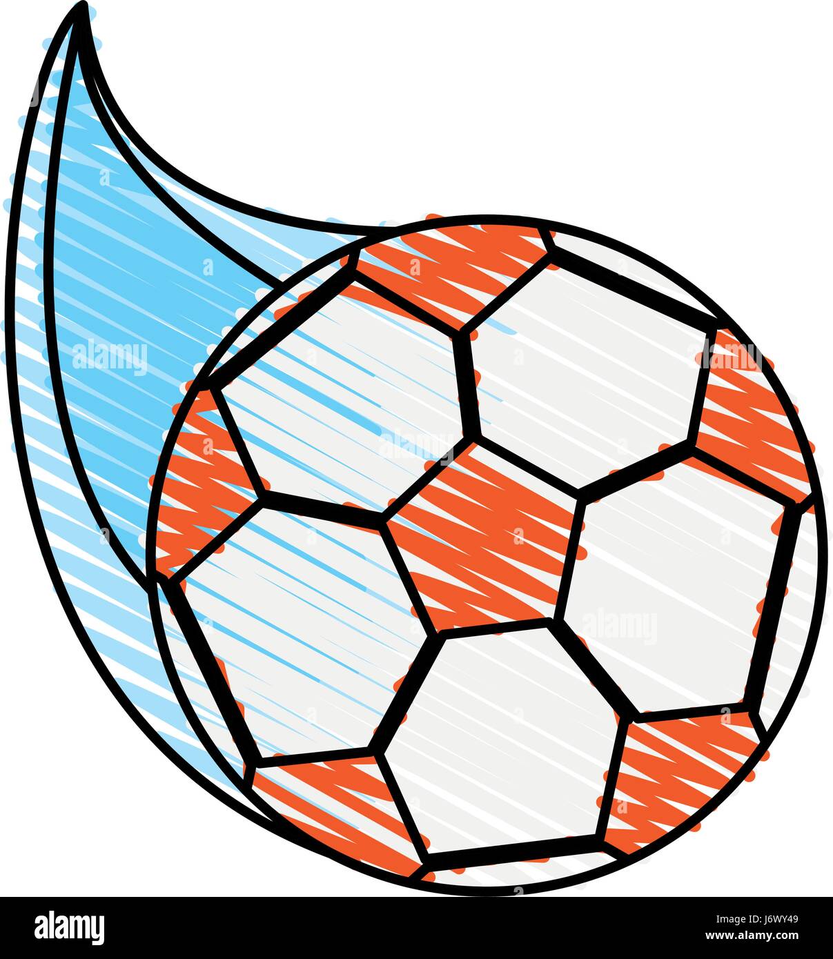 Lápiz de color cartoon de banda un balón de fútbol con velocidad Imagen  Vector de stock - Alamy