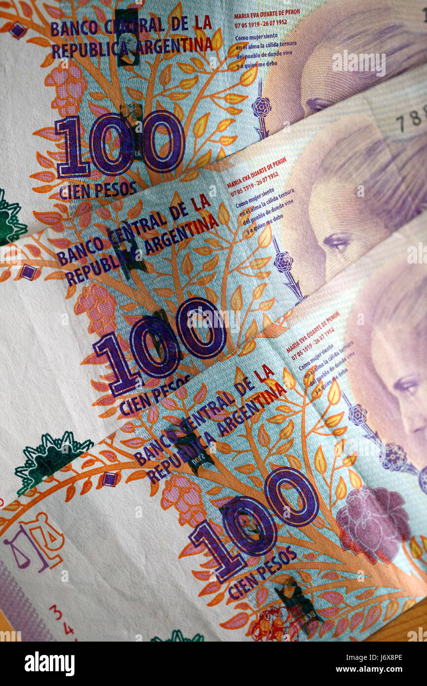 100 pesos notas desde Argentina Foto de stock
