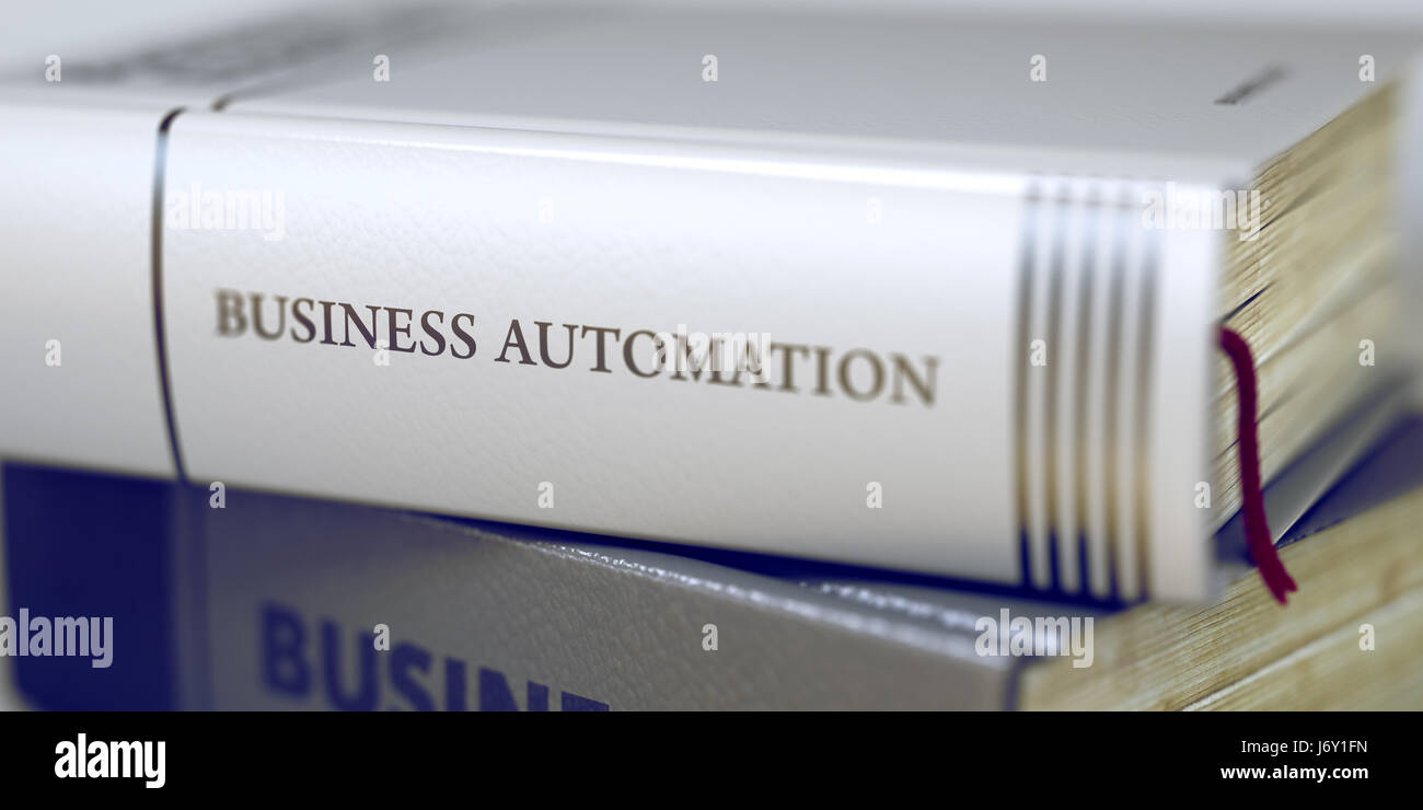Negocios - el título del libro. Automatización de negocios. 3D. Foto de stock