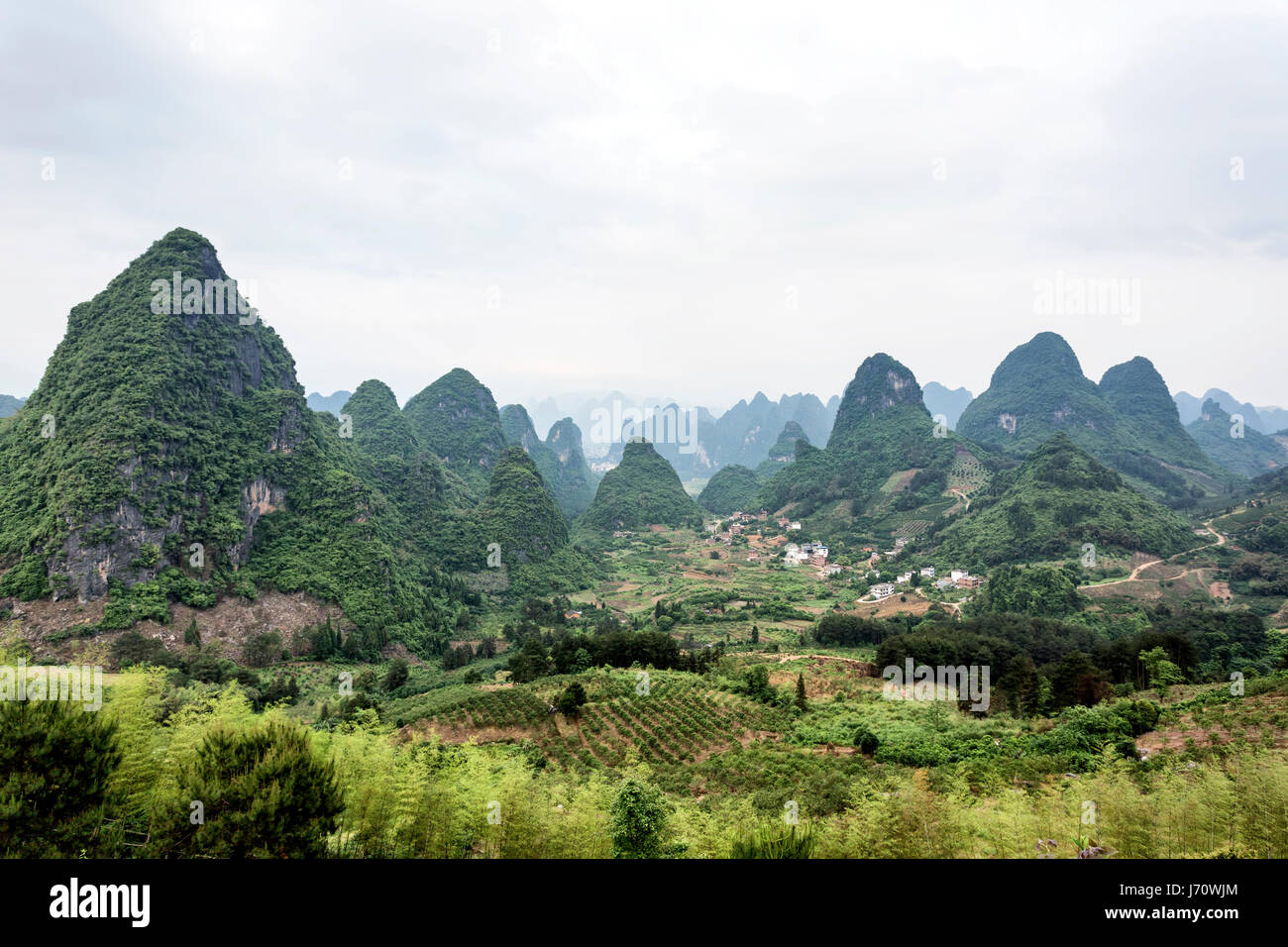 Los campos de cultivo alrededor de Xingping, China Foto de stock