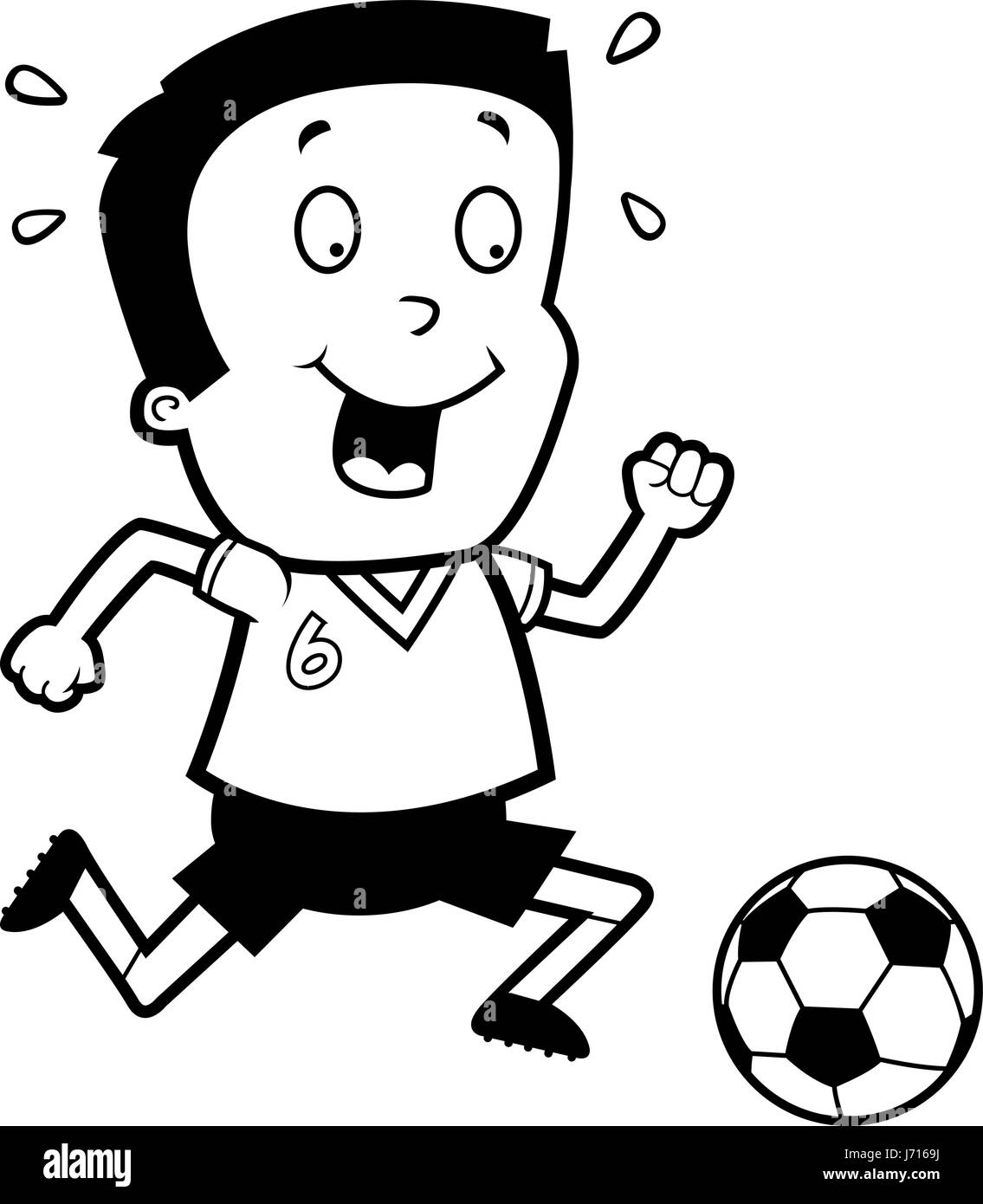 Niño jugando futbol vector Imágenes de stock en blanco y negro - Alamy