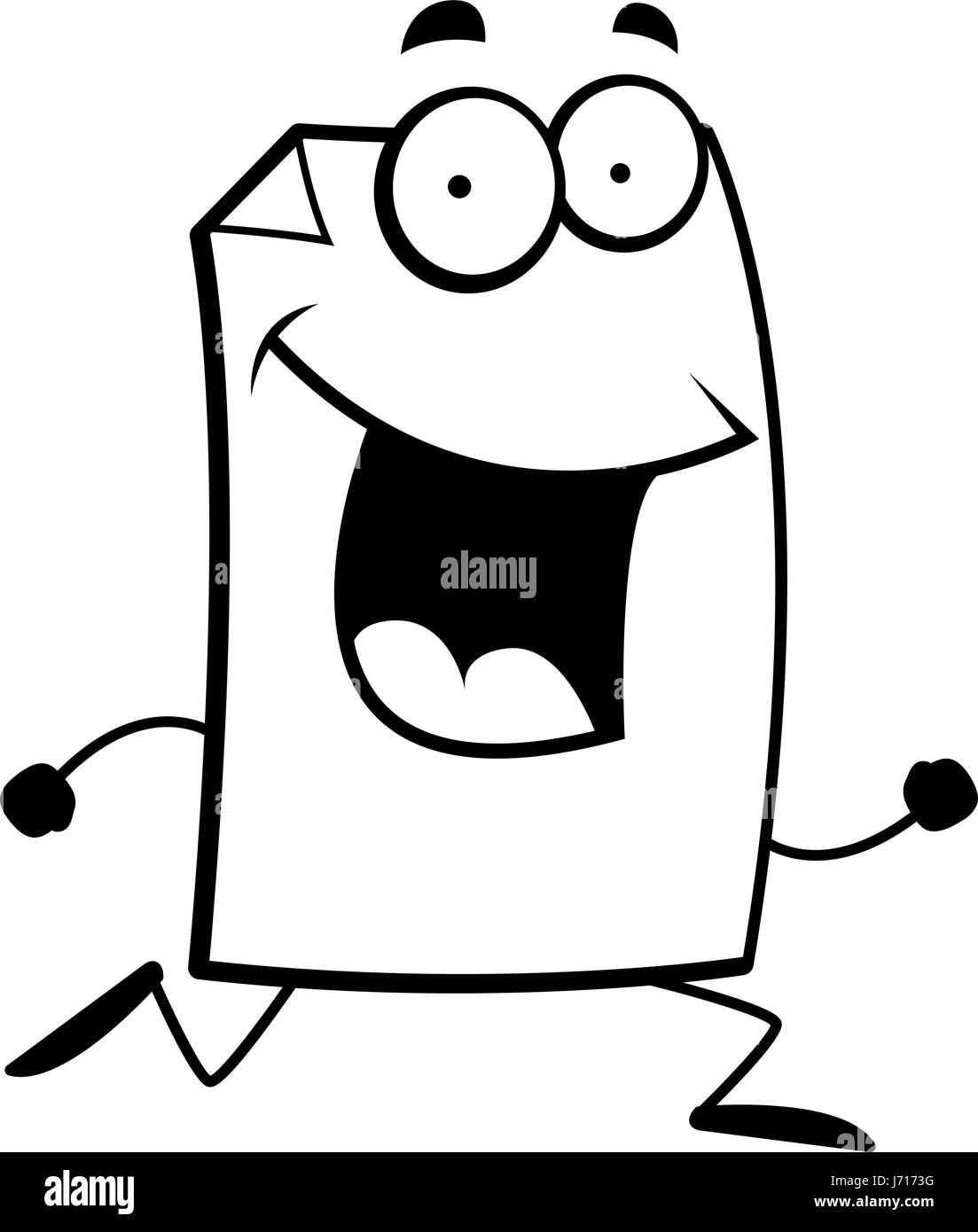 Un trozo de papel de dibujos animados feliz corriendo y sonriente Imagen  Vector de stock - Alamy