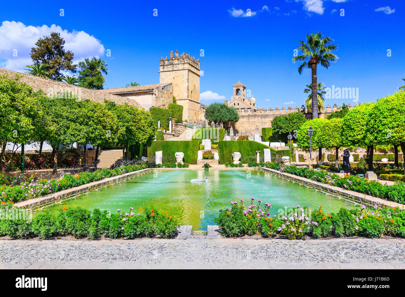 Cordoba, España. Jardines del Alcázar de los Reyes Cristianos Foto de stock