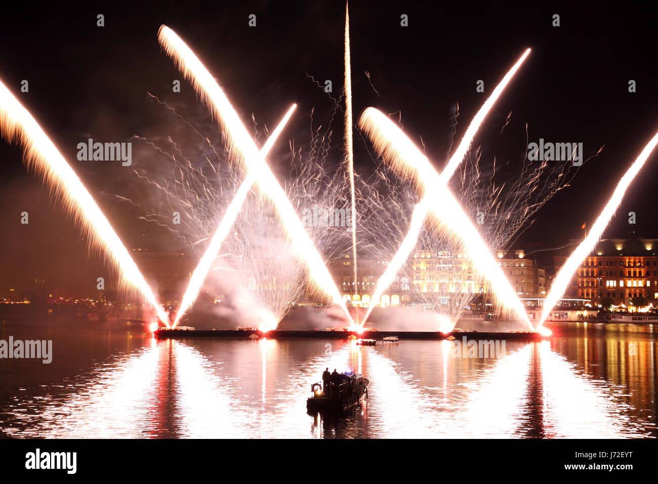Fireworks alstervergngen Hamburgo 2010 Foto de stock