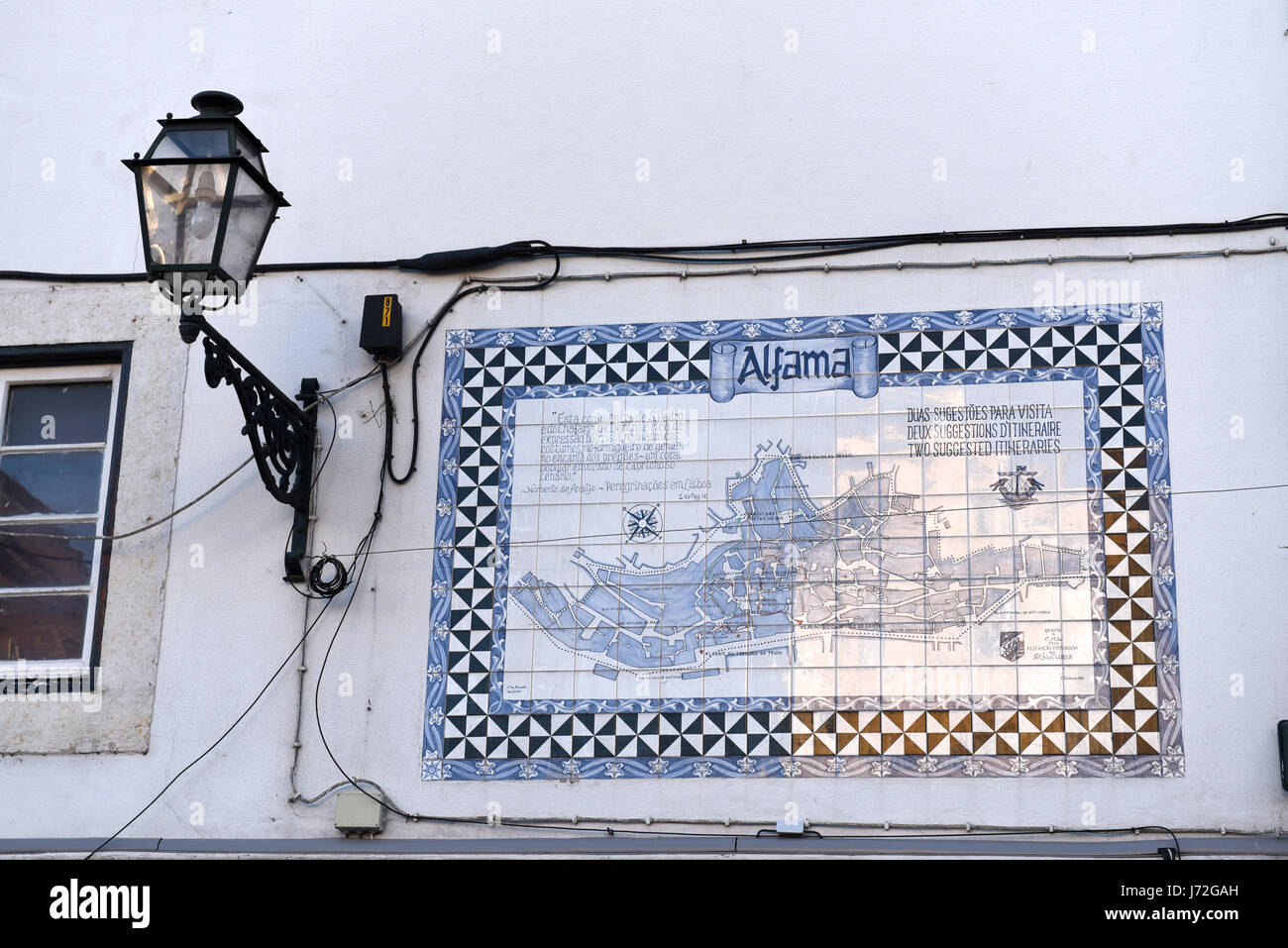 Mapa de Alfama, Mapa do Bairro de Alfama, Lisboa Foto de stock
