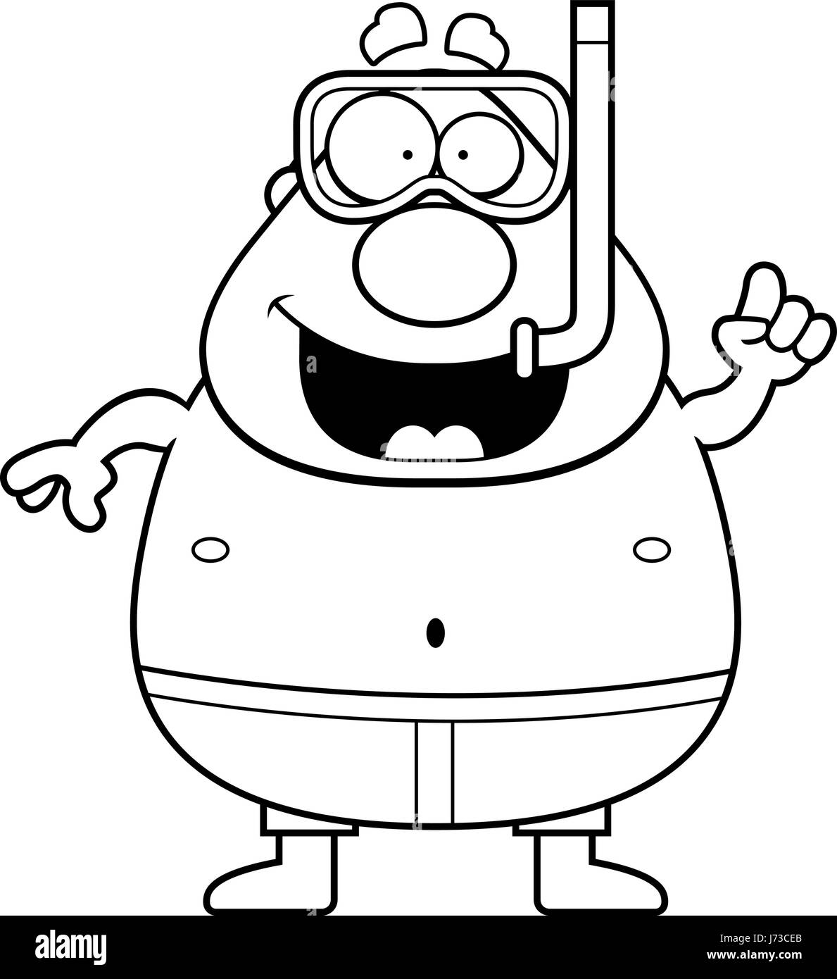 Una caricatura de hombre con un snorkel y máscara Imagen Vector de