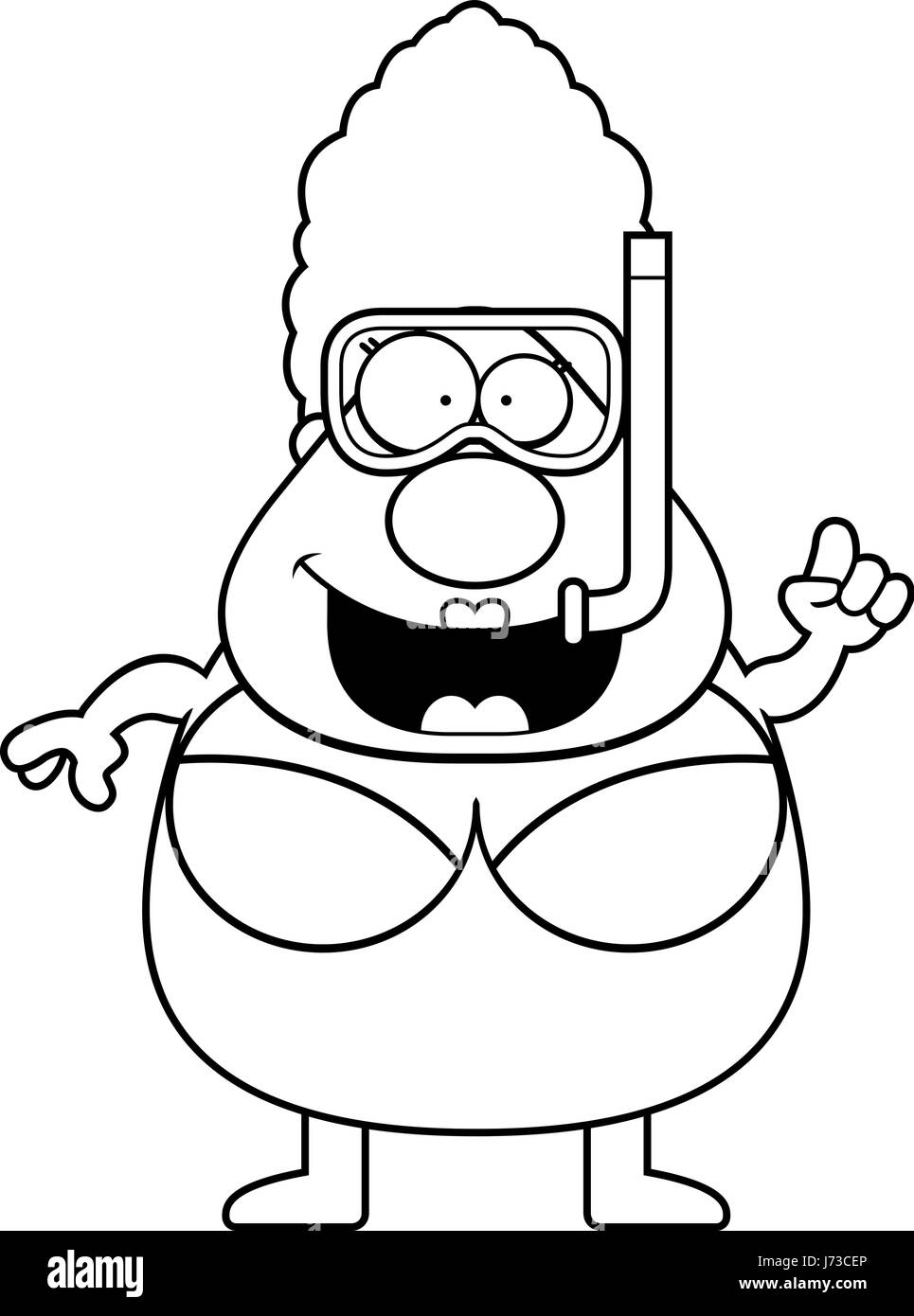 Una caricatura de mujer con un snorkel y máscara Imagen Vector de stock Alamy