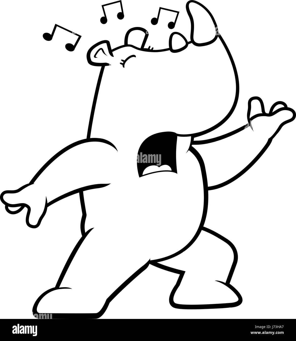 Una caricatura de Rhino y permanente cantando una canción. Ilustración del Vector
