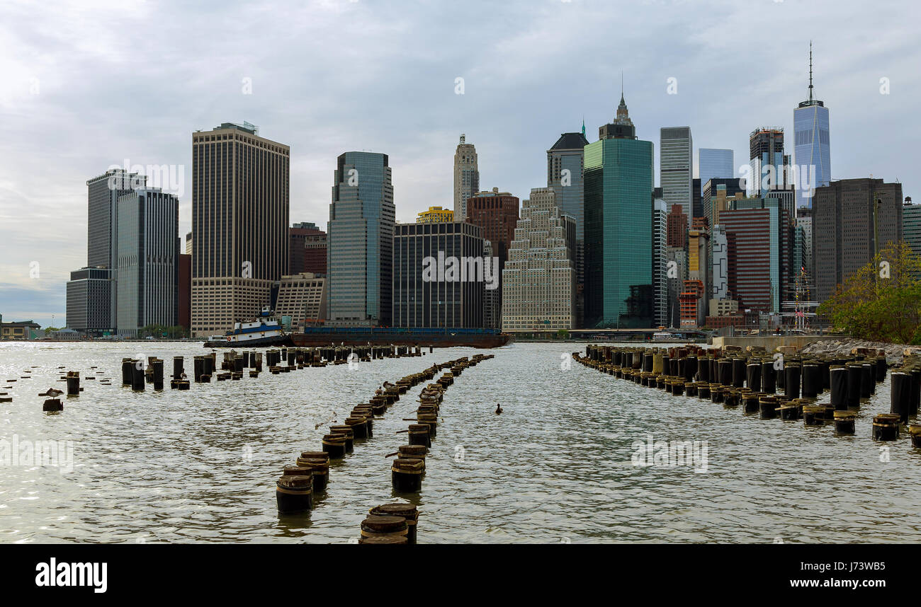 La Ciudad de Nueva York Manhattan edificio horizontes Río Hudson Foto de stock