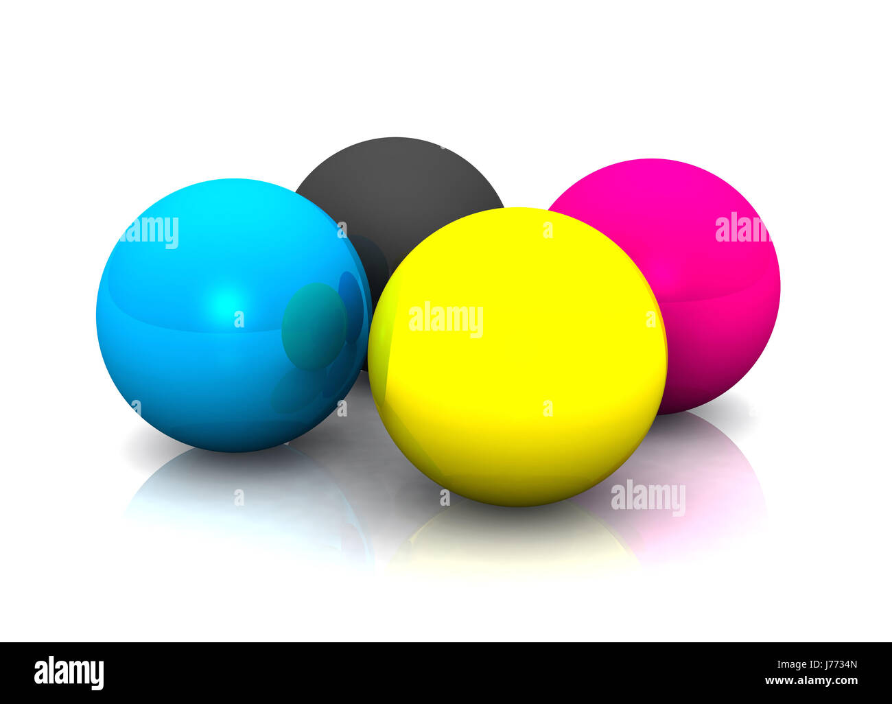 Las bolas del espacio de color de la gama de tintas de impresión de tazones  blue shine brilla mucho lucent Fotografía de stock - Alamy