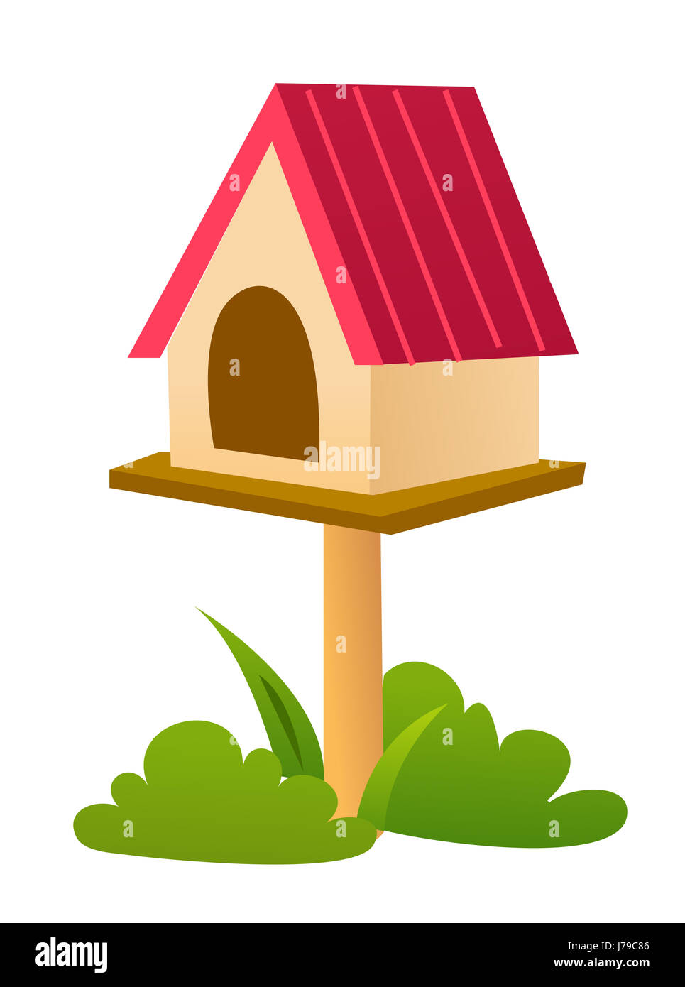 Edificio de la casa de juguete de madera cartoon pradera verde césped edificio la Casa de la naturaleza Foto de stock