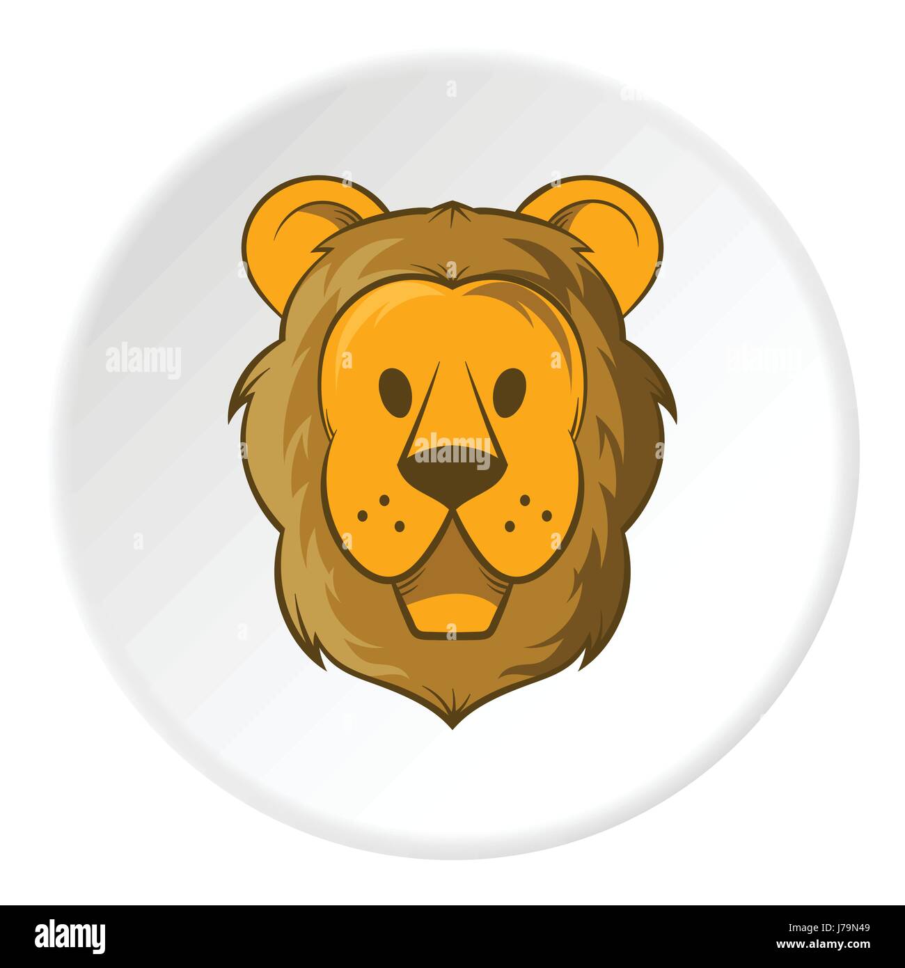 Icono de cara de león en el estilo de dibujos animados aislado en el círculo  blanco de fondo. Símbolo Animal ilustración vectorial Imagen Vector de  stock - Alamy