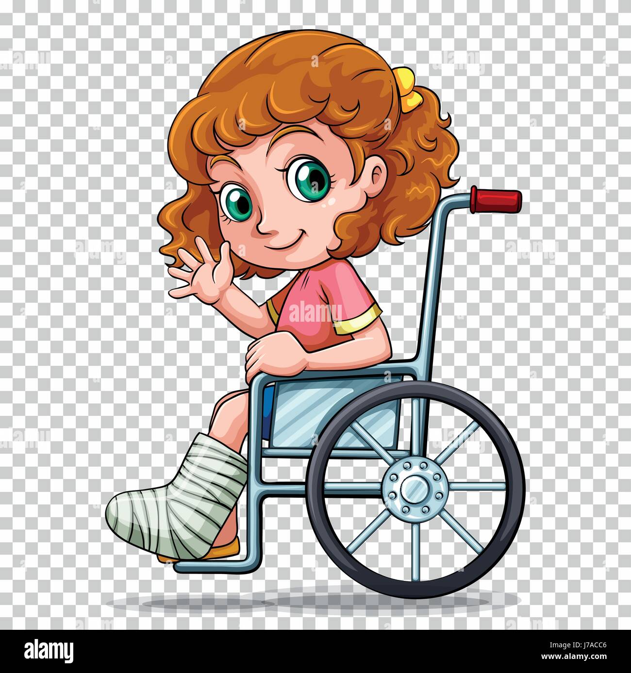 Niña en silla de ruedas ilustración Imagen Vector de stock - Alamy