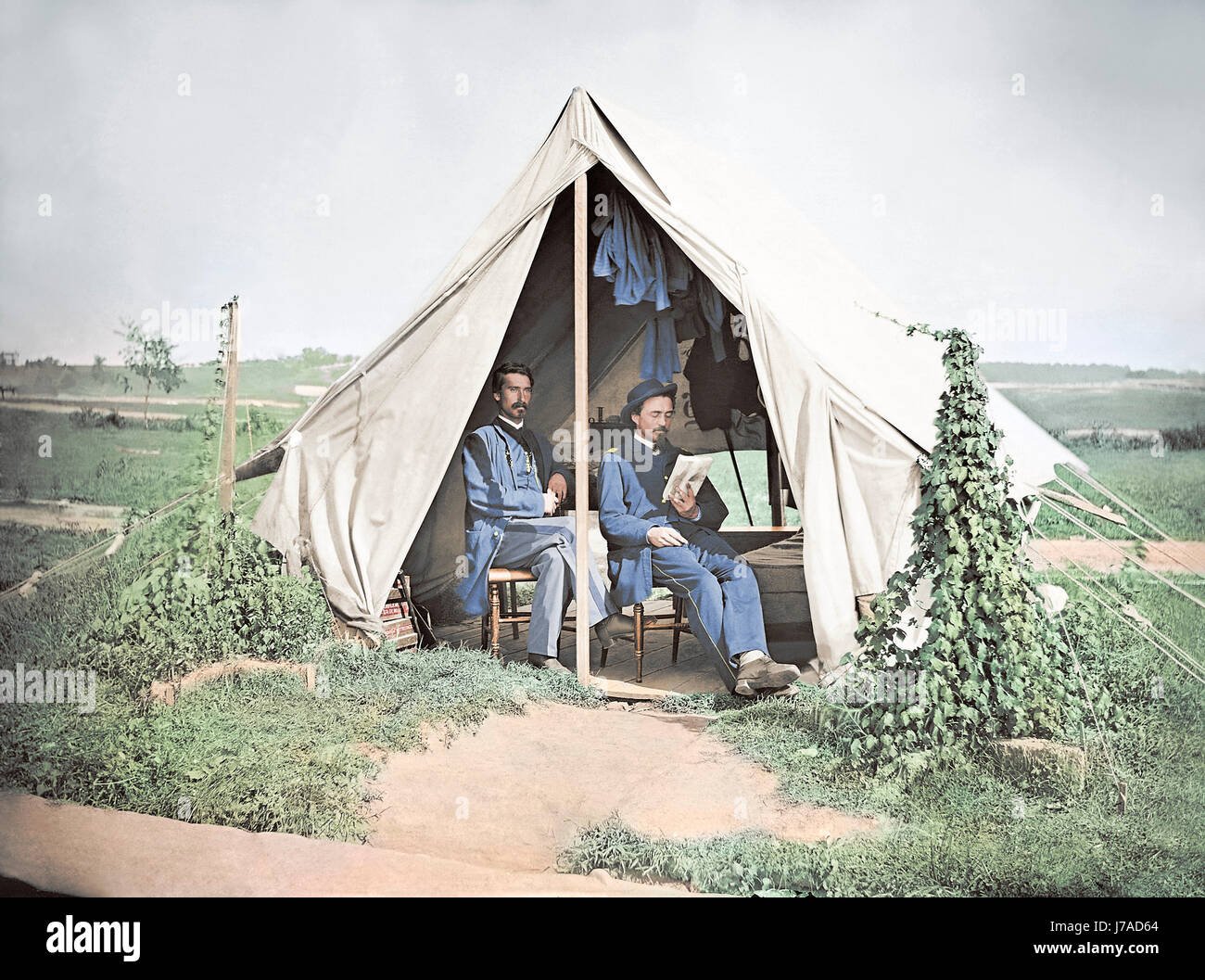 Los oficiales de la 8ª Infantería de Pensilvania durante la Guerra Civil Americana. Foto de stock