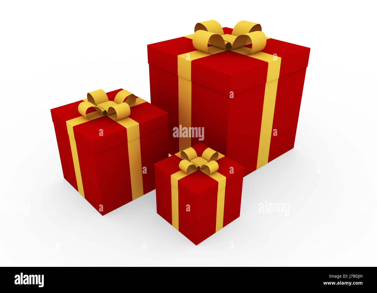 Oro rojo 3d caja de regalo blanco Foto de stock
