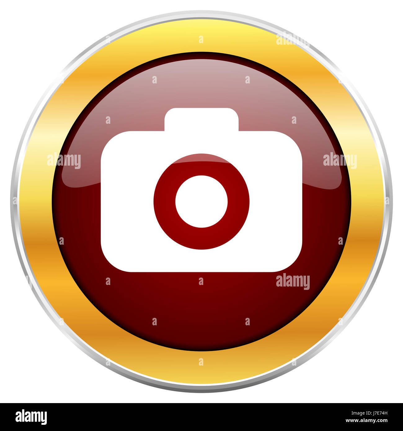 Cámara fotográfica icono web rojo con borde de oro aislado sobre fondo  blanco. Botón brillante redondo Fotografía de stock - Alamy