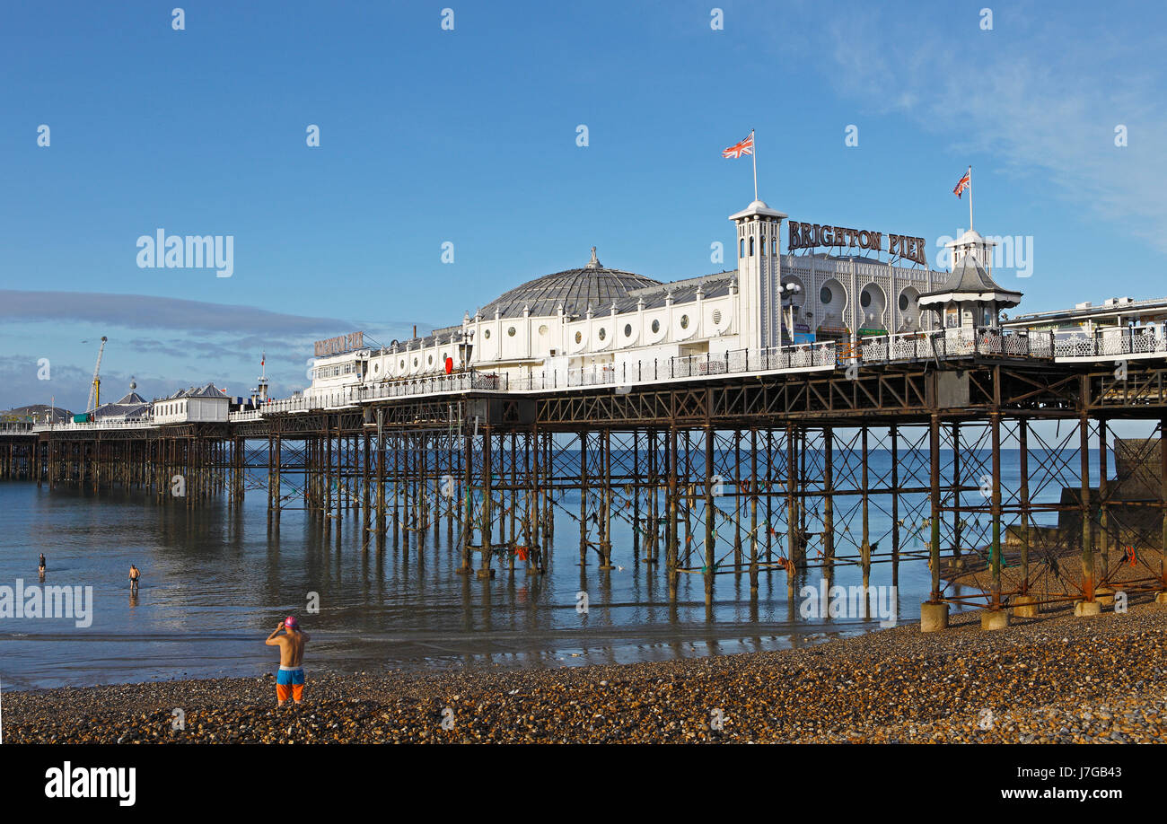Palace Pier de Brighton, Brighton, East Sussex, Inglaterra, Reino Unido Foto de stock