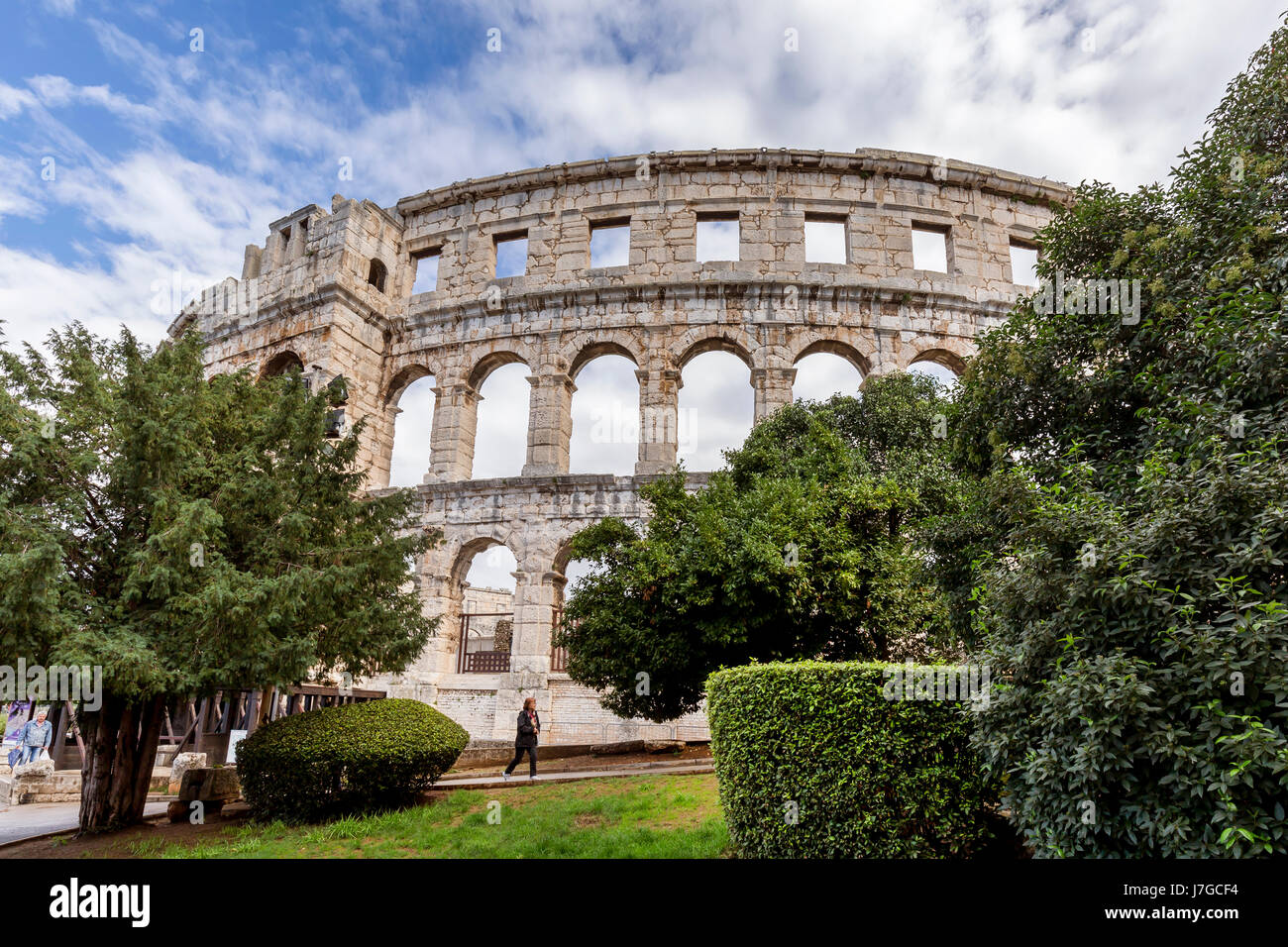 Anfiteatro Romano de Pula en Istria, Croacia Foto de stock