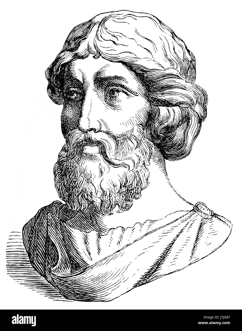 Pitágoras de Samos, filósofo, matemático griego jónico Foto de stock
