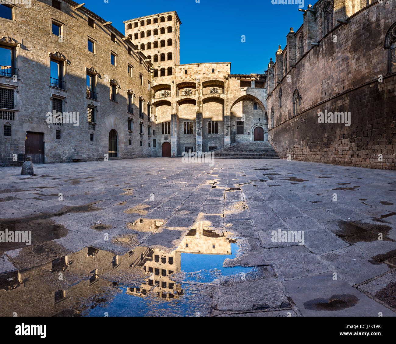 La Plaça del Rei y el Palau Reial Major de Barcelona, Catalynia, España Foto de stock