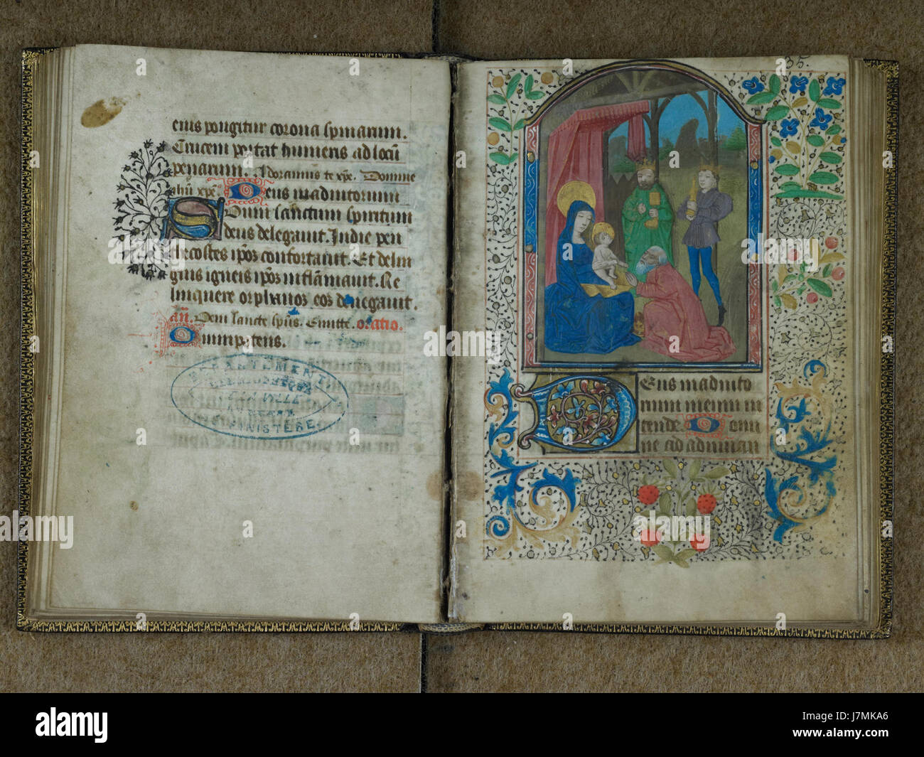 Brest Livre d'Heures adoración magos des Foto de stock