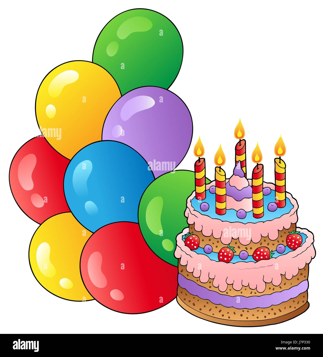 Vela tarta tartas tarta de fresa globo globos inflables ballon cumpleaños  Fotografía de stock - Alamy