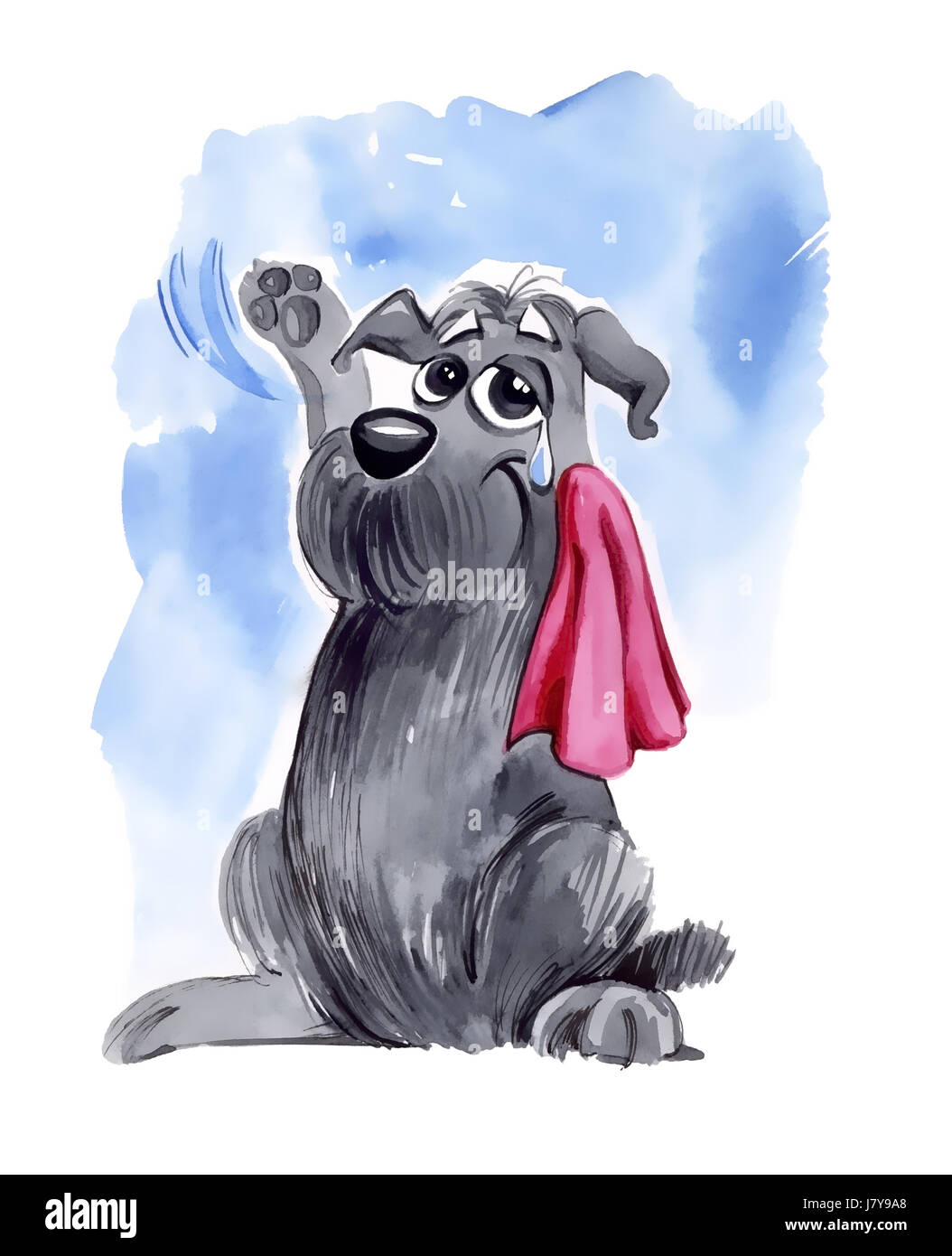 Perro Mascota ilustración pañuelo cartoon Adiós adiós Shaggy el arte de  despedida Fotografía de stock - Alamy