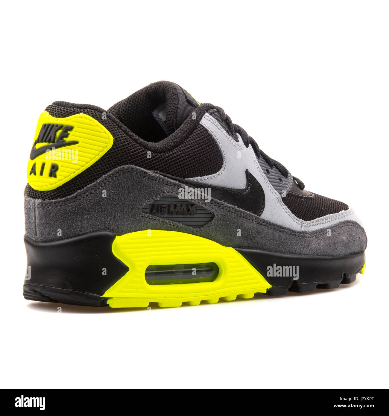 Nike Air Max 90 Malla (GS) la juventud negra de cuero gris y amarillo Sneakers - 724824-002 Fotografía de - Alamy