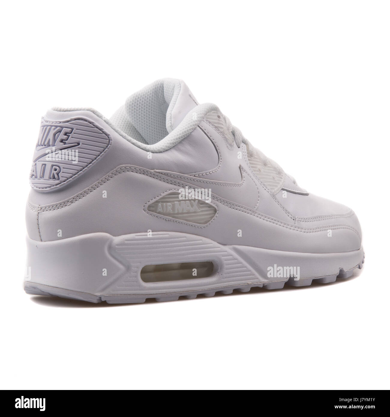 Nike Air Max 90 hombres blancos de cuero de cuero de zapatillas deportivas  - 302519-113 Fotografía de stock - Alamy