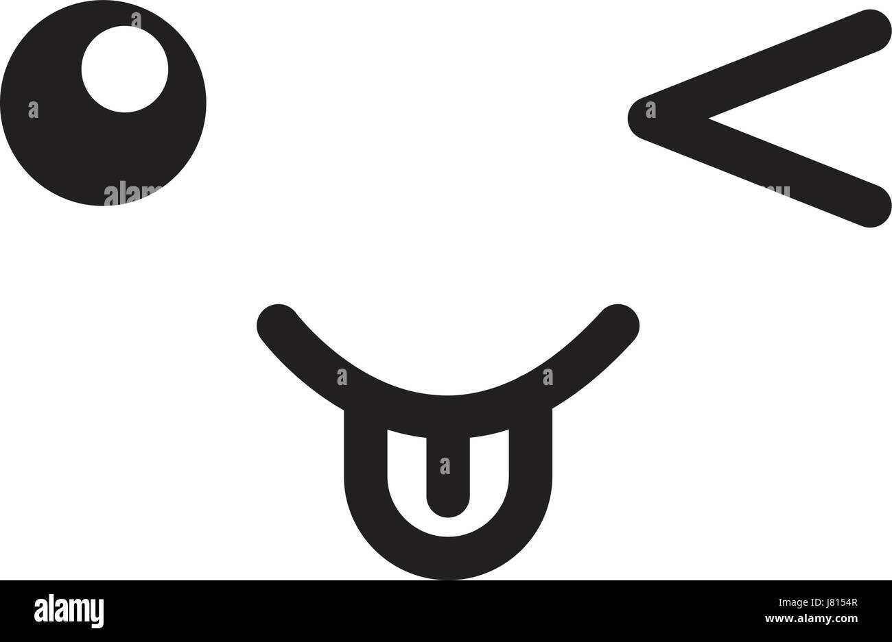 Blanco y negro cara emoticones kawaii Imagen Vector de stock - Alamy