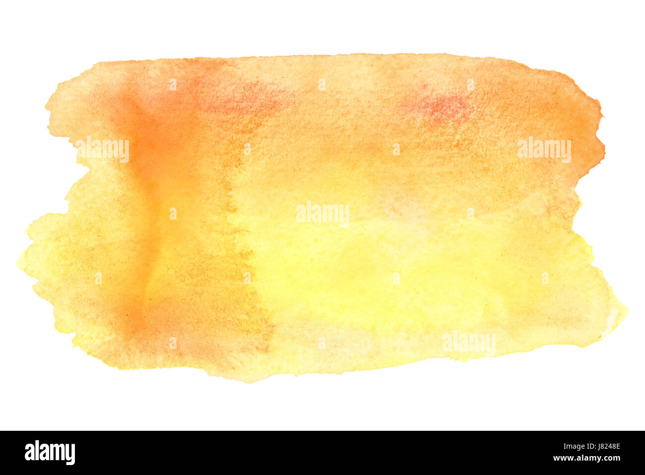 Amarillo-naranja trazos de pincel de acuarela aislados sobre el fondo blanco. Foto de stock