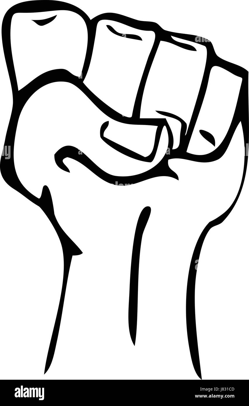 Caricatura dibujo esquemático de la mano humana en símbolo de protesta  Imagen Vector de stock - Alamy