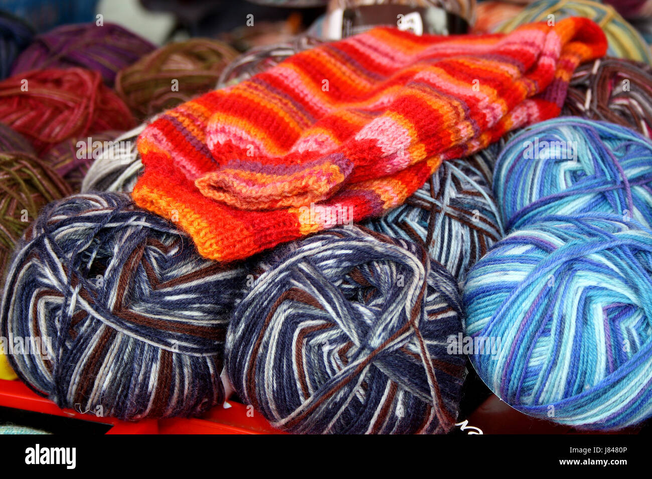 Hobby tejer calcetines de lana de lana de tejer artesanía tiempo libre tiempo libre ocio Foto de stock