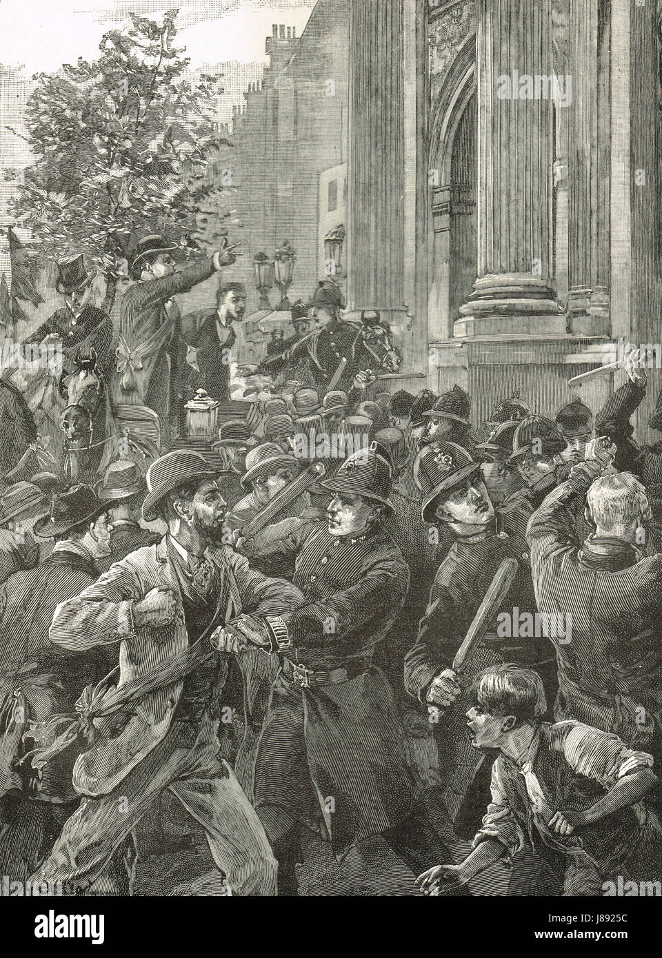 La policía detener Liga de Reforma de marzo a Hyde Park en Marble Arch 1866 Foto de stock