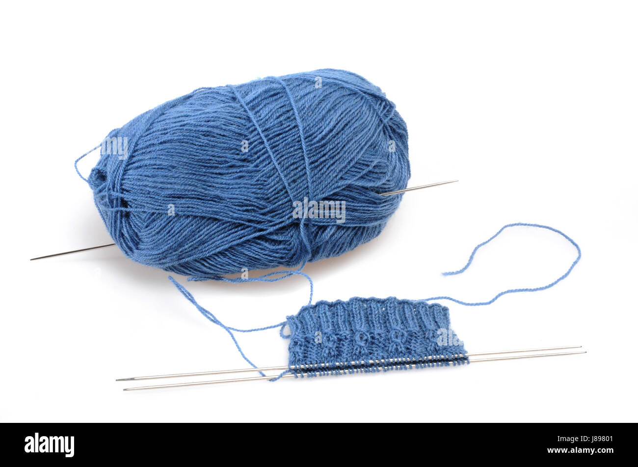 Azul, lana, tejer, bola de lana, azul, color, colores, colorido, magnífico, Foto de stock